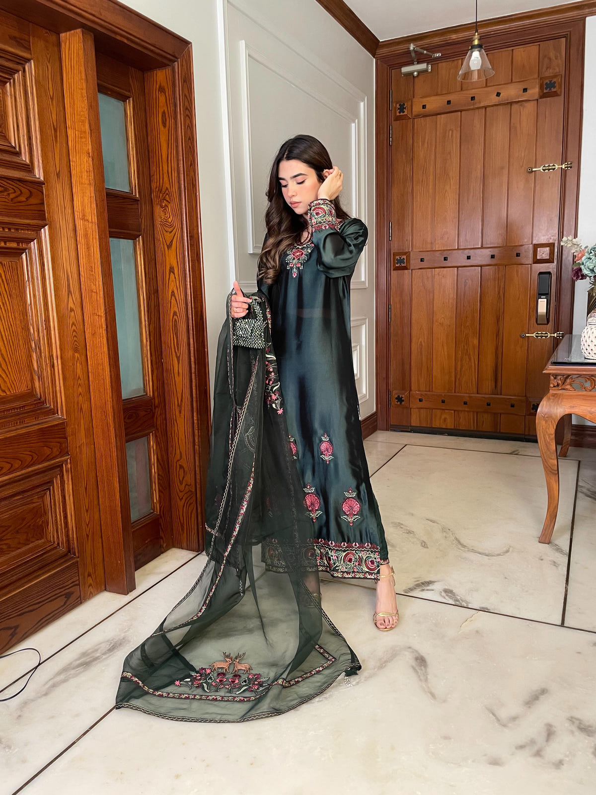 Muntaha | Zara Semi Formals | Raqs - Bottle Green