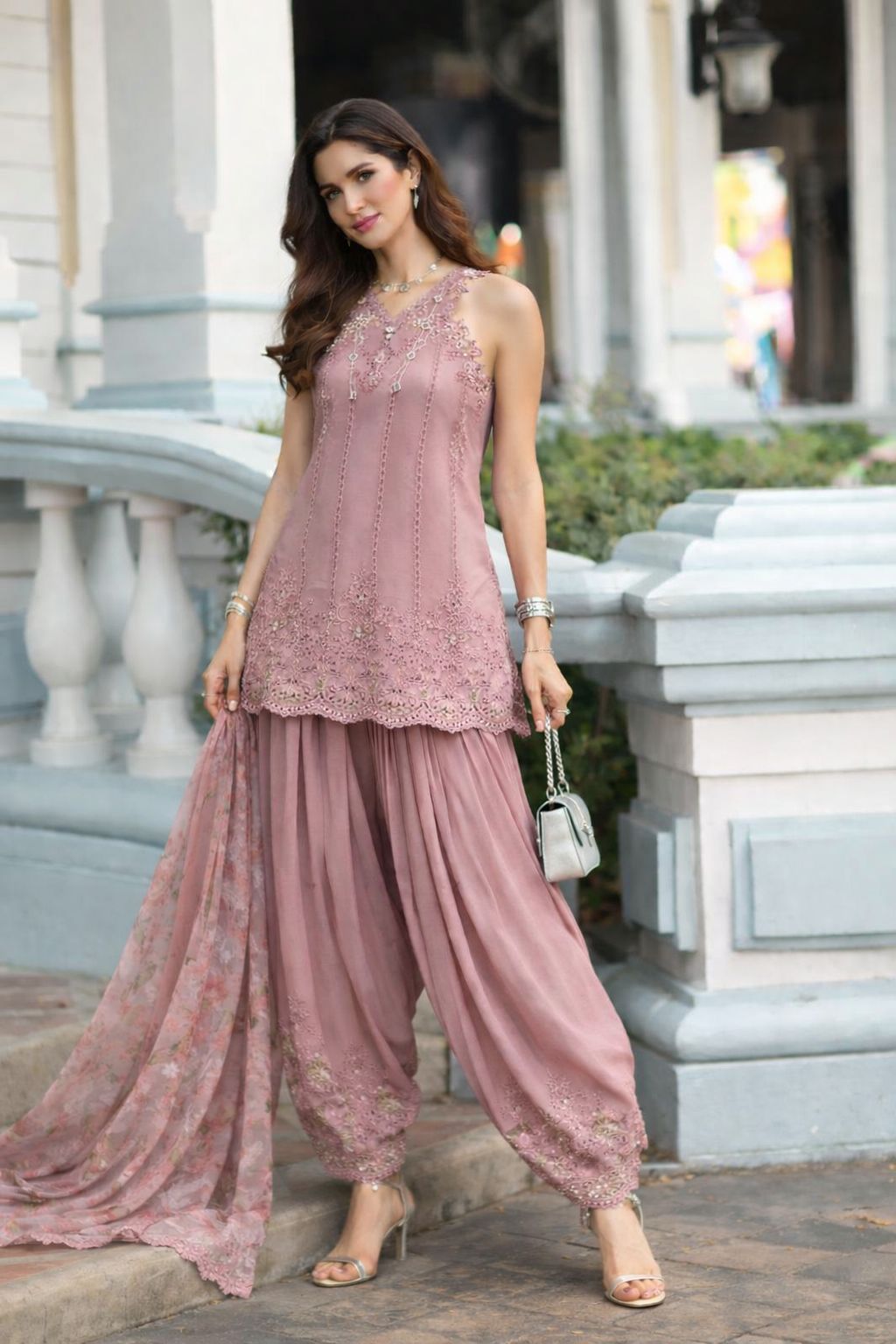 Noor by Saadia Asad | Eid Luxe Chikankari 26 | D8 - Rosewood Blush-7