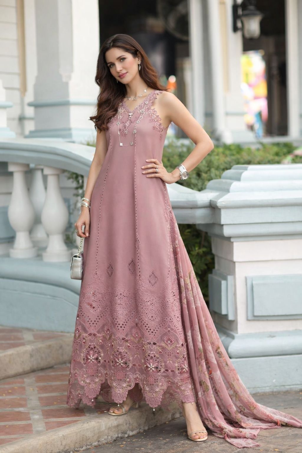 Noor by Saadia Asad | Eid Luxe Chikankari 26 | D8 - Rosewood Blush-8