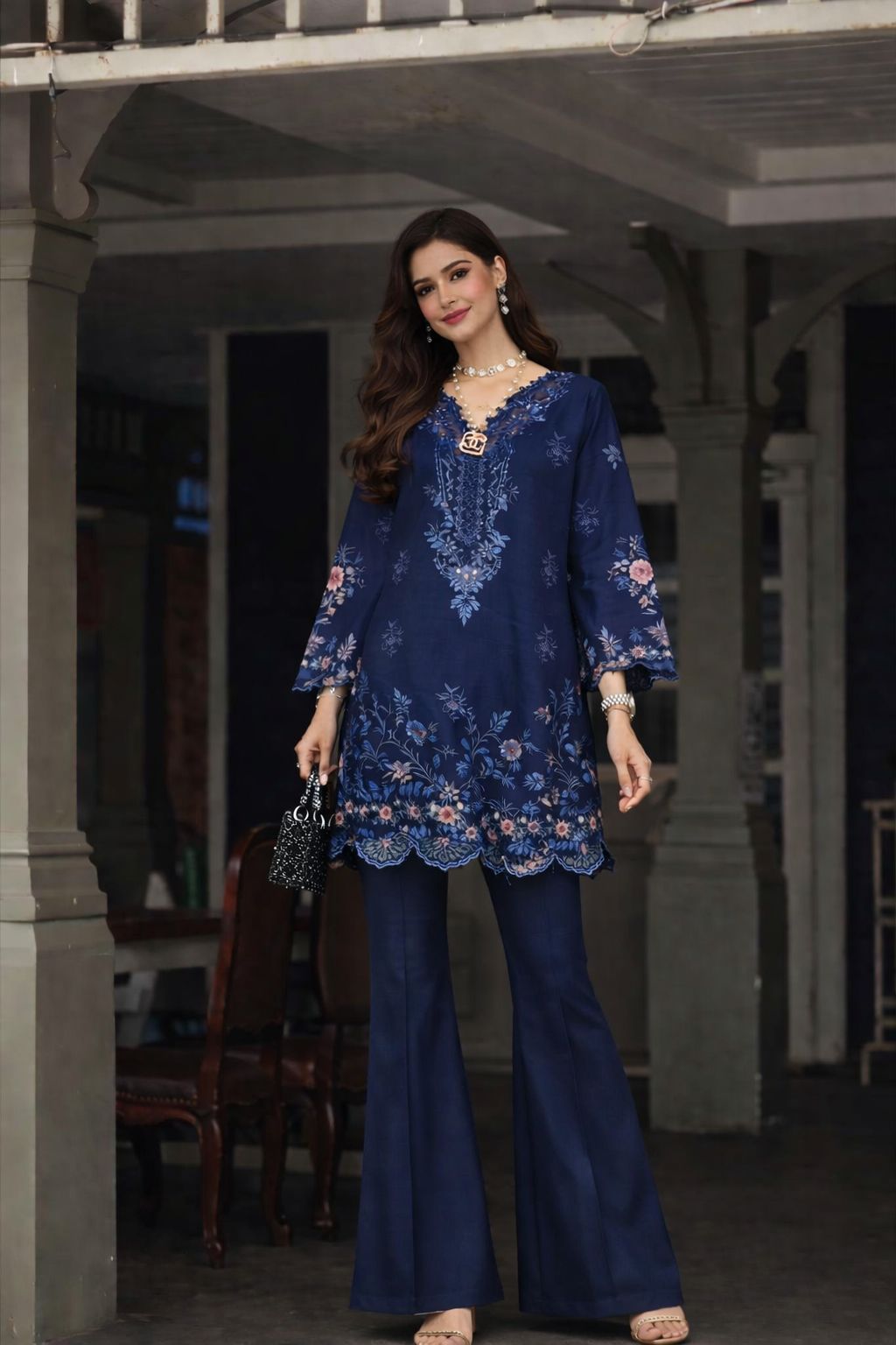 Noor by Saadia Asad | Eid Luxe Chikankari 26 | D11 - Sapphire Blue, image 7