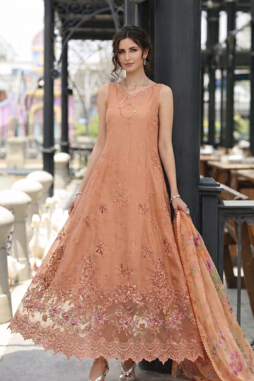 Noor by Saadia Asad | Eid Luxe Chikankari 26 | D6 - Apricot Allure-2