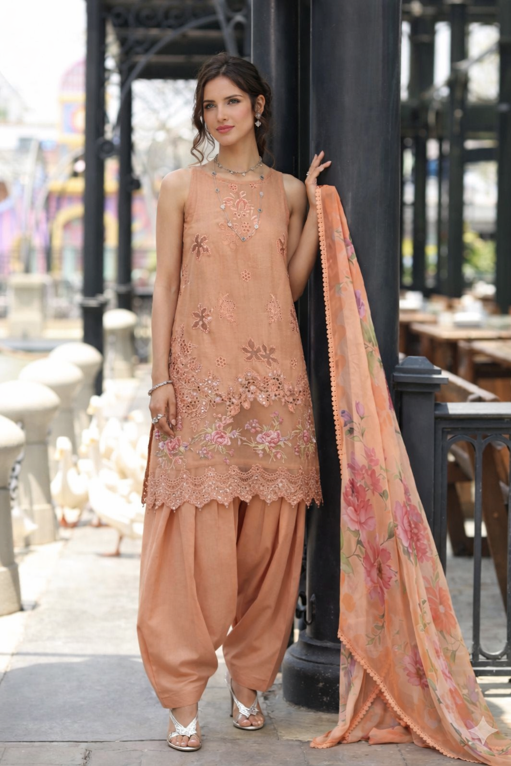 Noor by Saadia Asad | Eid Luxe Chikankari 26 | D6 - Apricot Allure-6