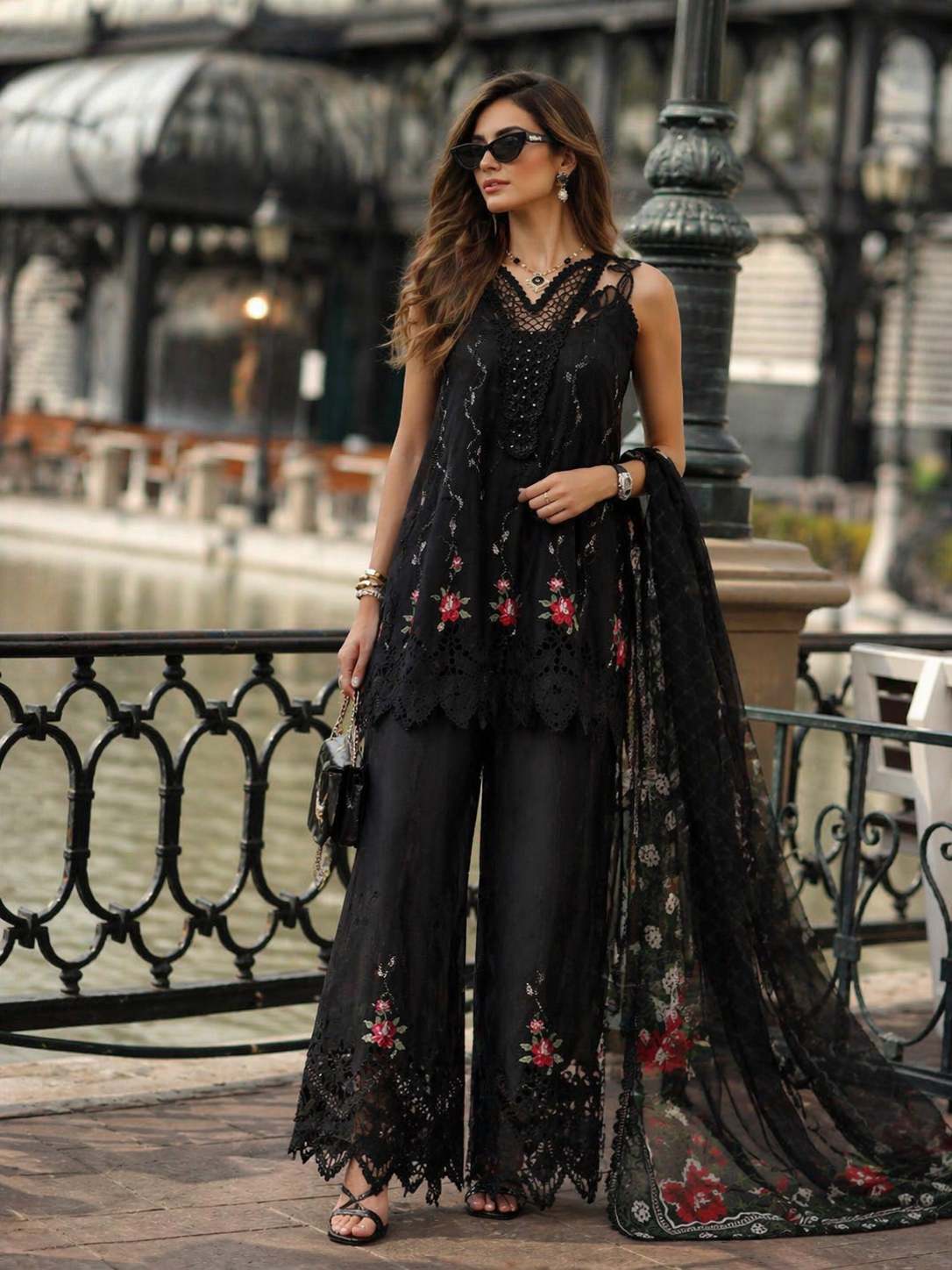 Noor by Saadia Asad | Eid Luxe Chikankari 26 | D5 -Cross stitch Black-5