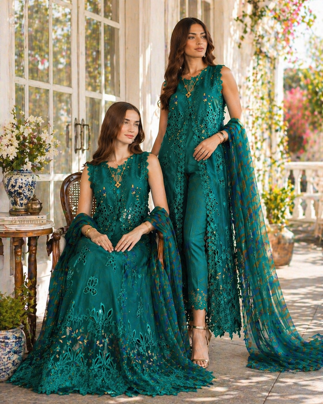 Noor by Saadia Asad | Eid Luxe Chikankari 26 | D1 - Malachite Green-6