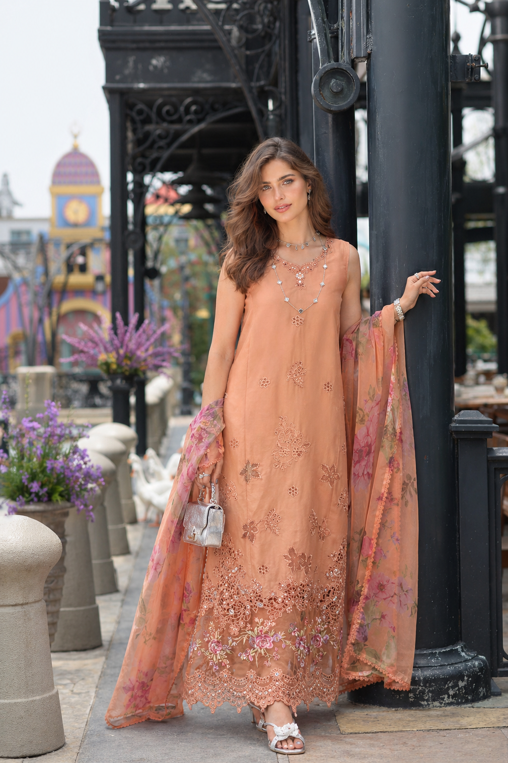 Noor by Saadia Asad | Eid Luxe Chikankari 26 | D6 - Apricot Allure-4
