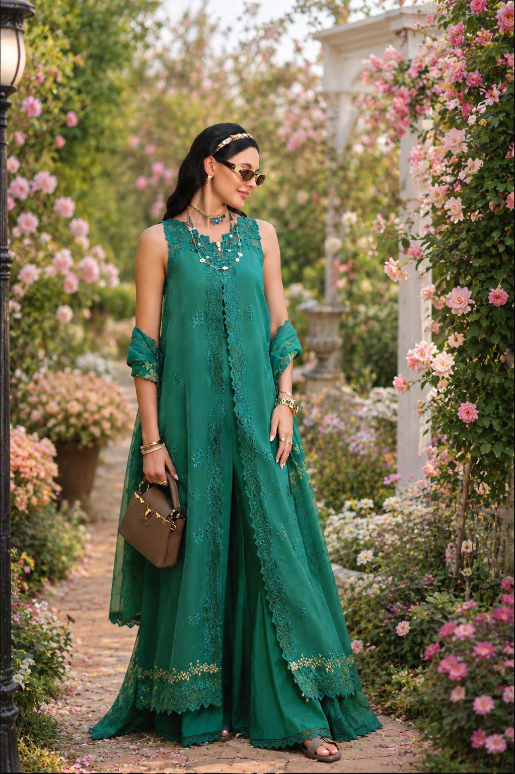 Noor by Saadia Asad | Noor Eid Printskhas 26 | D2 €“ Peacock Green-3