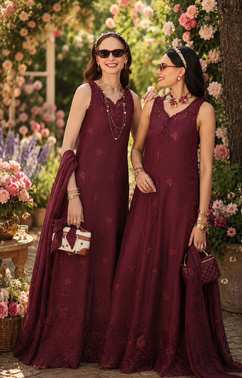 Noor by Saadia Asad | Noor Eid Printskhas 26 |D10 €“ Burgundy-8