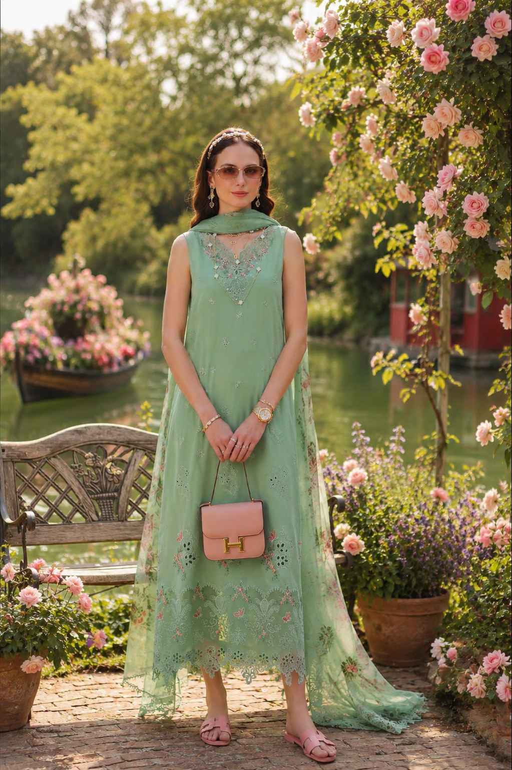 Noor by Saadia Asad | Noor Eid Printskhas 26 | D9 €“ Aqua Minté