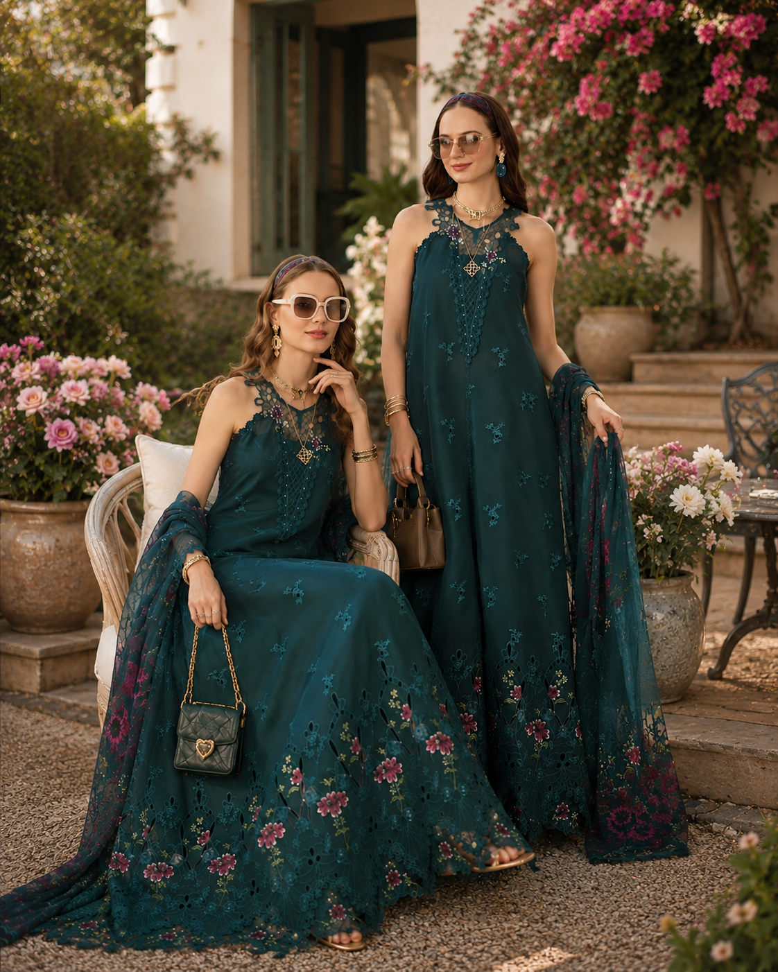 Noor by Saadia Asad | Noor Eid Printskhas 26 | D6 €“ Coblat Teal-8