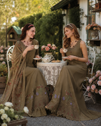 Noor by Saadia Asad | Noor Eid Printskhas 26 |D8 €“ Mocha Sienna