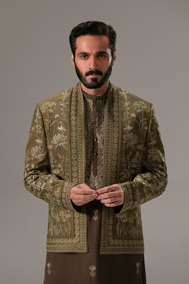 Republic By Omar Farooq | Bandhgala Suit | 'Tufail' Pathan Coat -  Republic by Omar Farooq Bandhgala Suit - Original Designer Dress - House of Maryam
