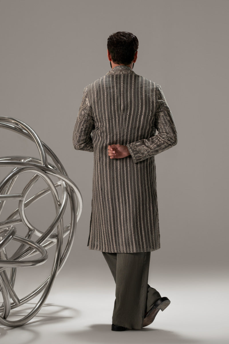 Republic By Omar Farooq | Sherwani Couture | 'Qasim' Open Sherwani -  Republic by Omar Farooq SHERWANI COUTURE - Original Designer Dress - House of Maryam