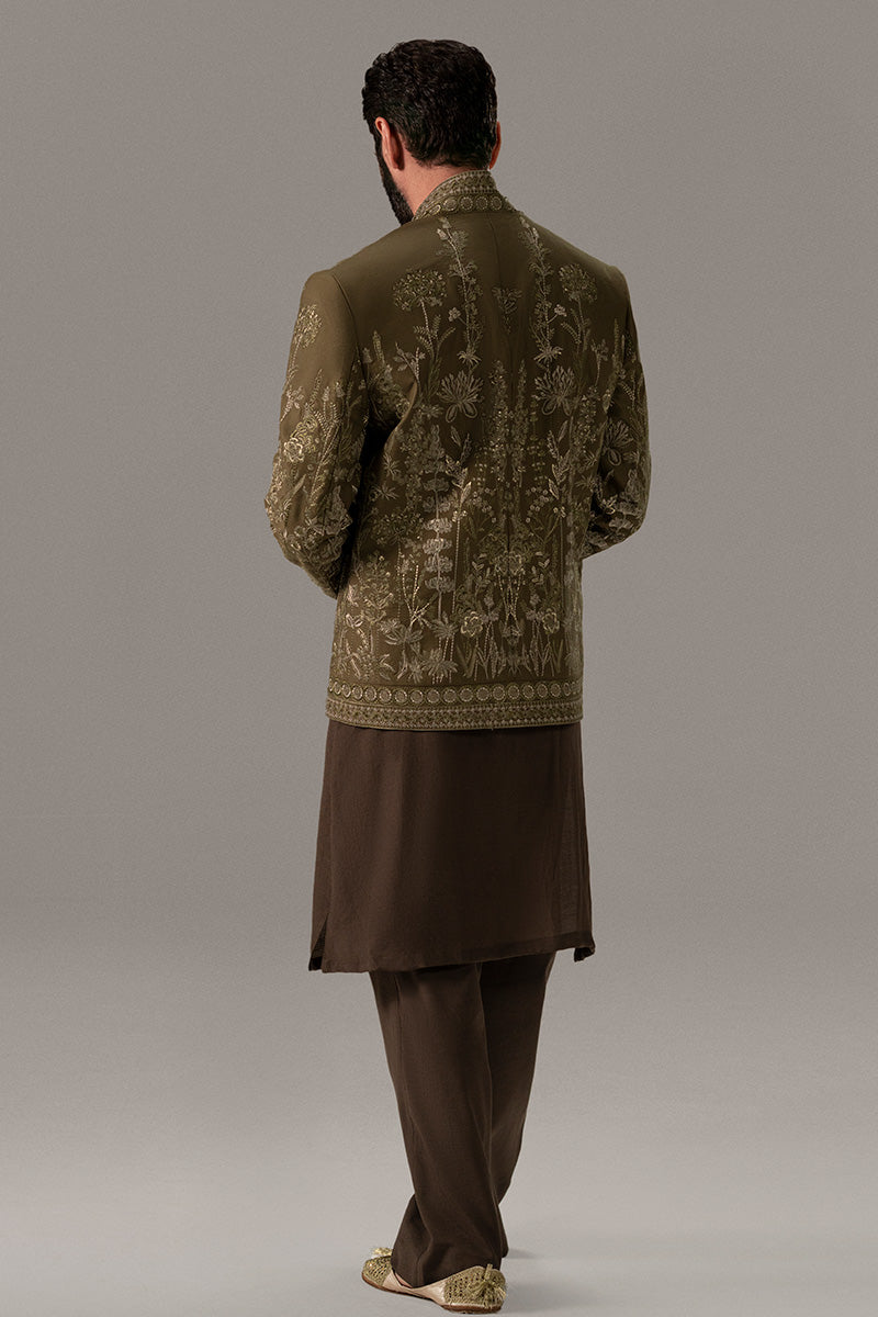 Republic By Omar Farooq | Bandhgala Suit | 'Tufail' Pathan Coat -  Republic by Omar Farooq Bandhgala Suit - Original Designer Dress - House of Maryam