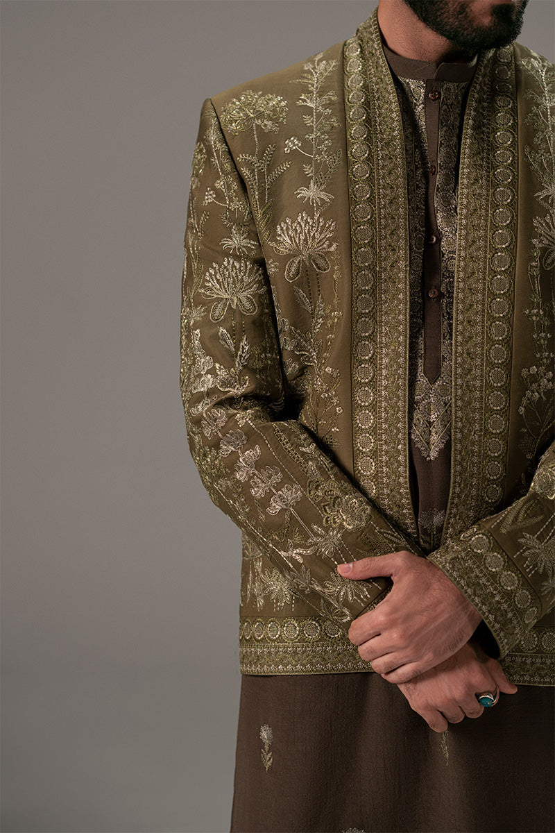Republic By Omar Farooq | Bandhgala Suit | 'Tufail' Pathan Coat -  Republic by Omar Farooq Bandhgala Suit - Original Designer Dress - House of Maryam