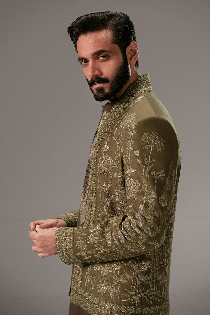 Republic By Omar Farooq | Bandhgala Suit | 'Tufail' Pathan Coat -  Republic by Omar Farooq Bandhgala Suit - Original Designer Dress - House of Maryam