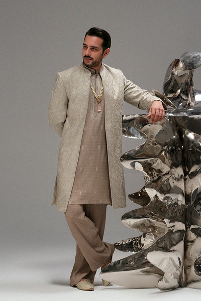 Republic By Omar Farooq | Sherwani Couture | 'Shabaan' Open Sherwani -  Republic by Omar Farooq SHERWANI COUTURE - Original Designer Dress - House of Maryam