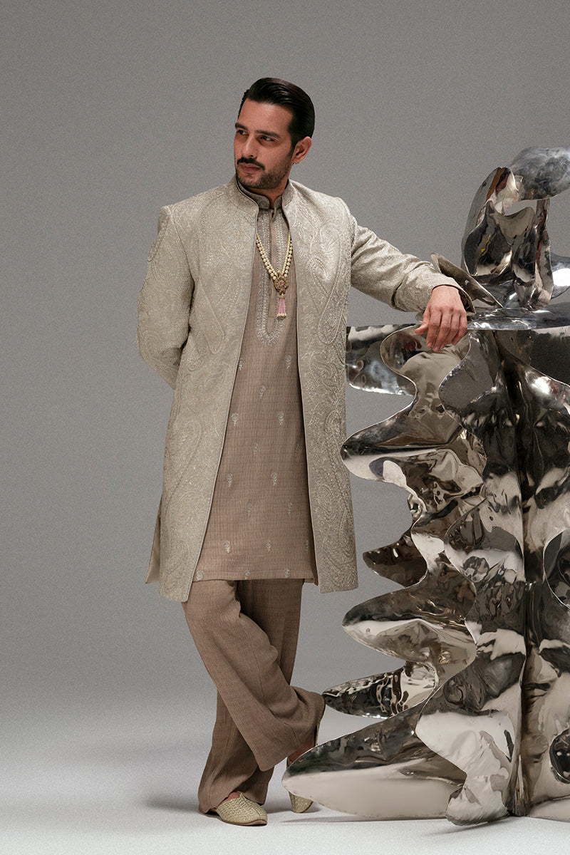 Republic By Omar Farooq | Sherwani Couture | 'Shabaan' Open Sherwani -  Republic by Omar Farooq SHERWANI COUTURE - Original Designer Dress - House of Maryam