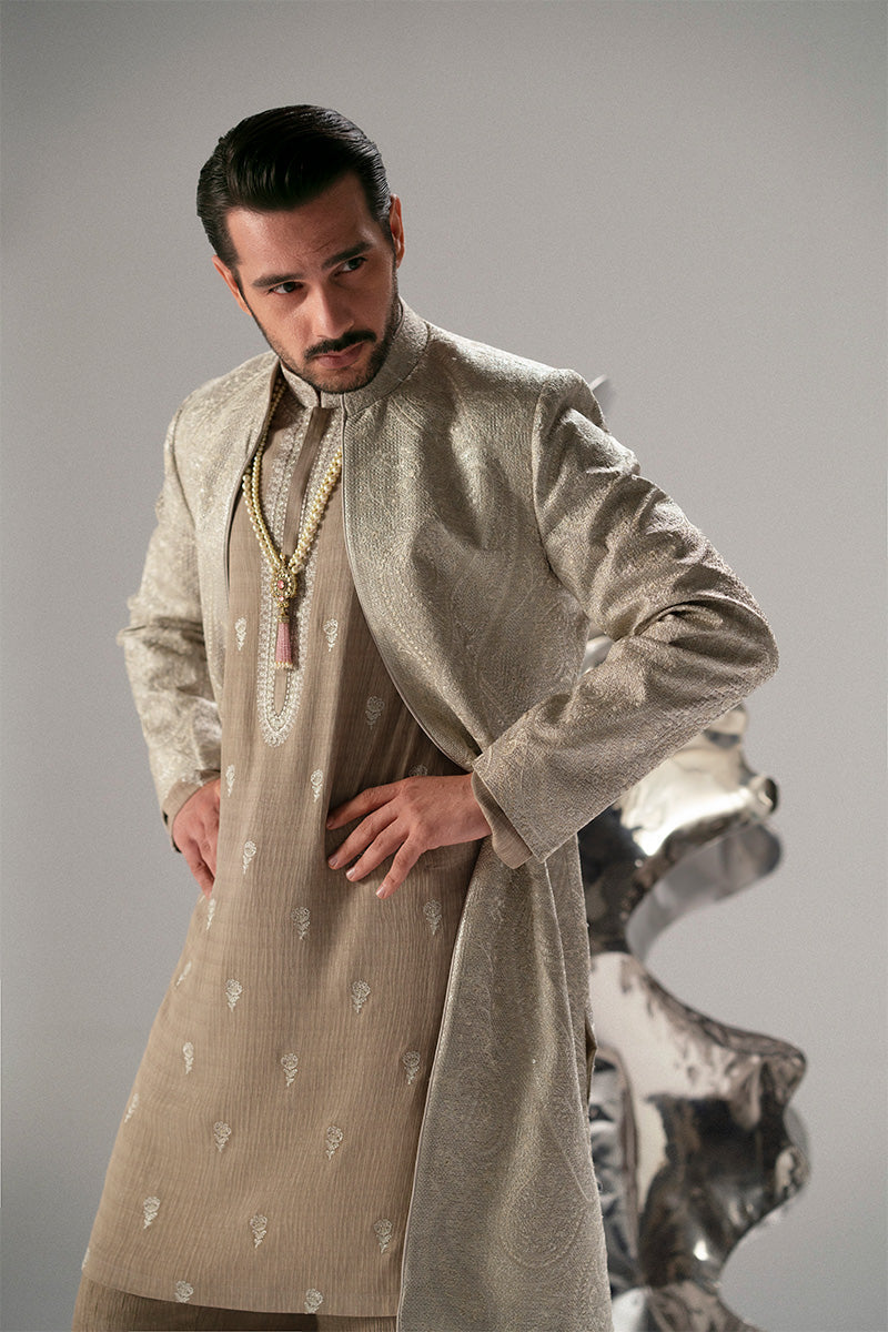 Republic By Omar Farooq | Sherwani Couture | 'Shabaan' Open Sherwani -  Republic by Omar Farooq SHERWANI COUTURE - Original Designer Dress - House of Maryam