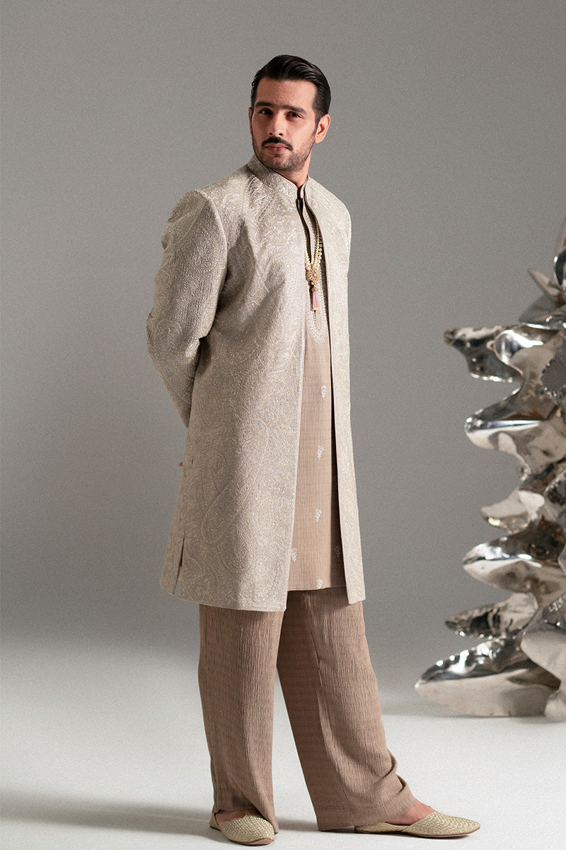 Republic By Omar Farooq | Sherwani Couture | 'Shabaan' Open Sherwani -  Republic by Omar Farooq SHERWANI COUTURE - Original Designer Dress - House of Maryam