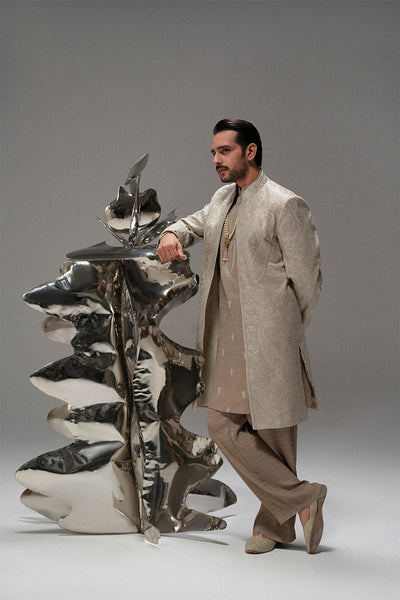 Republic By Omar Farooq | Sherwani Couture | 'Shabaan' Open Sherwani -  Republic by Omar Farooq SHERWANI COUTURE - Original Designer Dress - House of Maryam