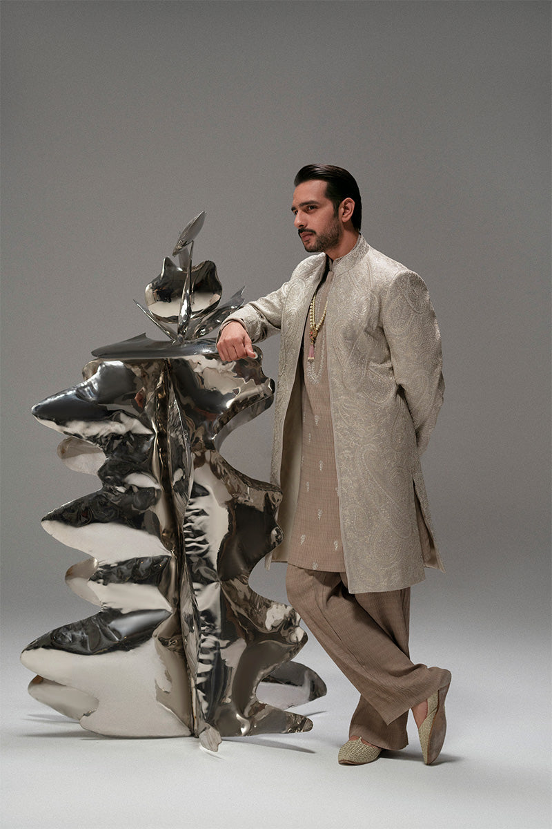 Republic By Omar Farooq | Sherwani Couture | 'Shabaan' Open Sherwani -  Republic by Omar Farooq SHERWANI COUTURE - Original Designer Dress - House of Maryam