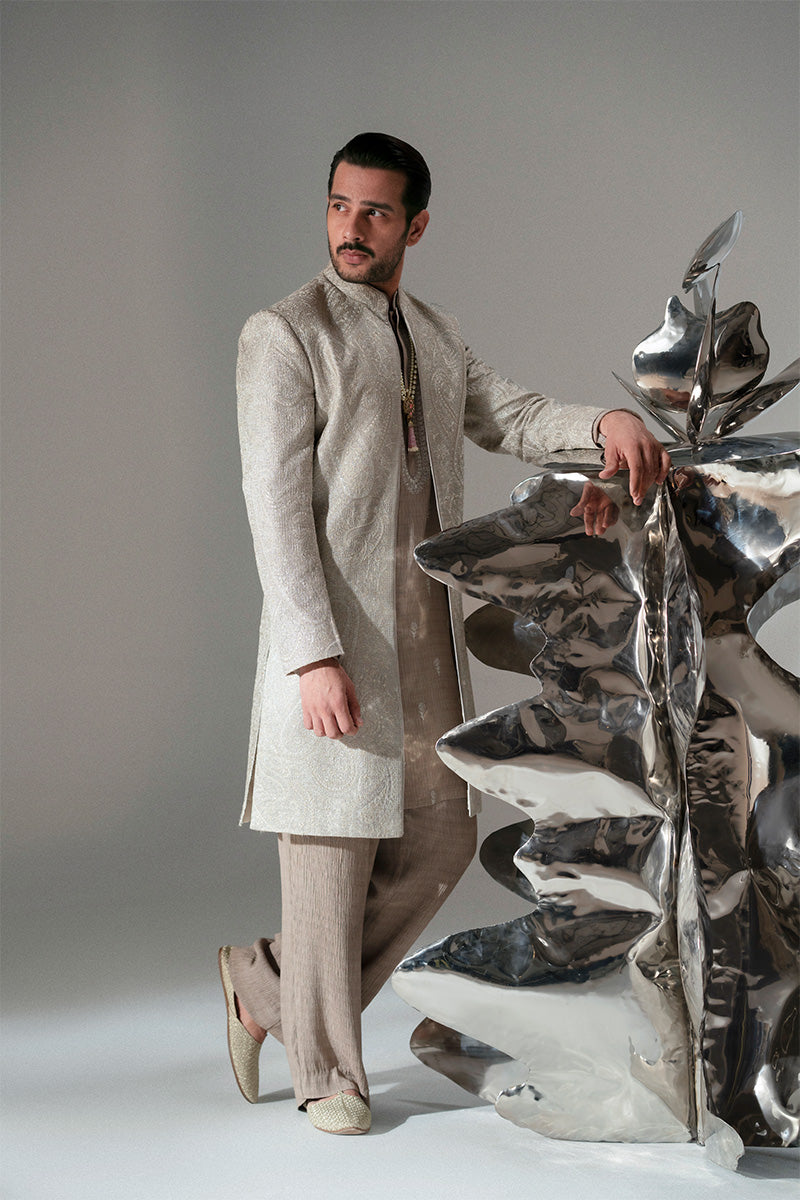 Republic By Omar Farooq | Sherwani Couture | 'Shabaan' Open Sherwani -  Republic by Omar Farooq SHERWANI COUTURE - Original Designer Dress - House of Maryam
