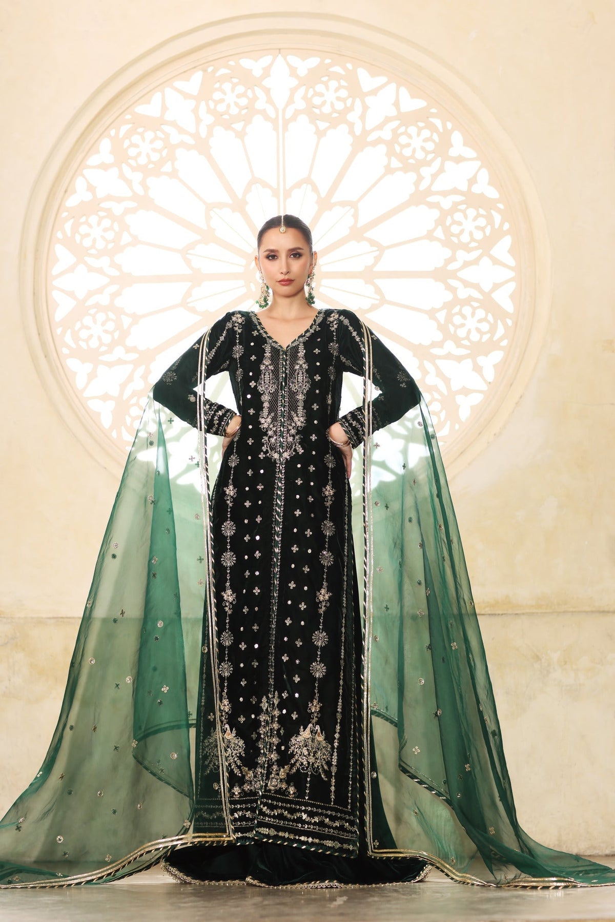 Noor by Saadia Asad | Handcrafted Velvet 25 |Zamurrud-5