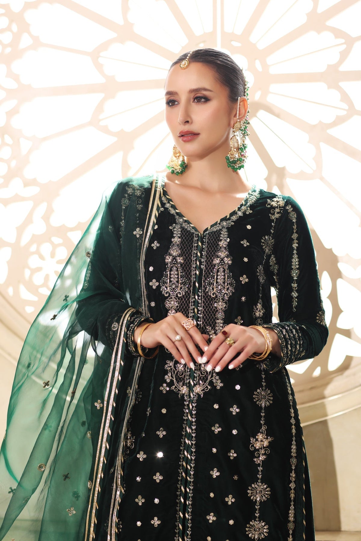 Noor by Saadia Asad | Handcrafted Velvet 25 |Zamurrud-4