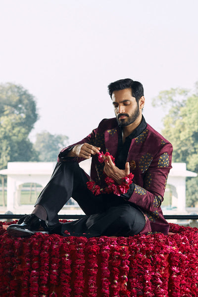 Republic By Omar Farooq | Bandhgala Suit | "Afraz" Bandhgala Jacket -  Republic by Omar Farooq Bandhgala Suit - Original Designer Dress - House of Maryam