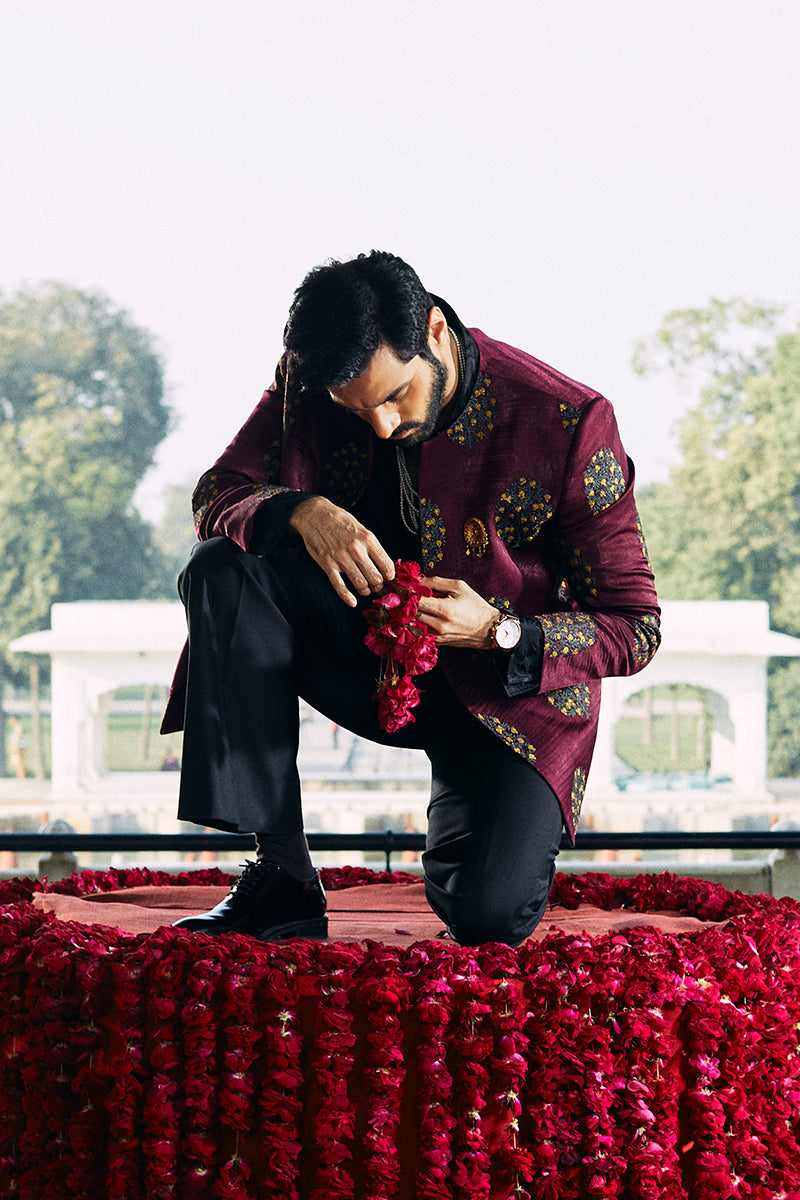 Republic By Omar Farooq | Bandhgala Suit | "Afraz" Bandhgala Jacket -  Republic by Omar Farooq Bandhgala Suit - Original Designer Dress - House of Maryam