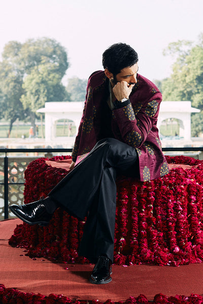 Republic By Omar Farooq | Bandhgala Suit | "Afraz" Bandhgala Jacket -  Republic by Omar Farooq Bandhgala Suit - Original Designer Dress - House of Maryam