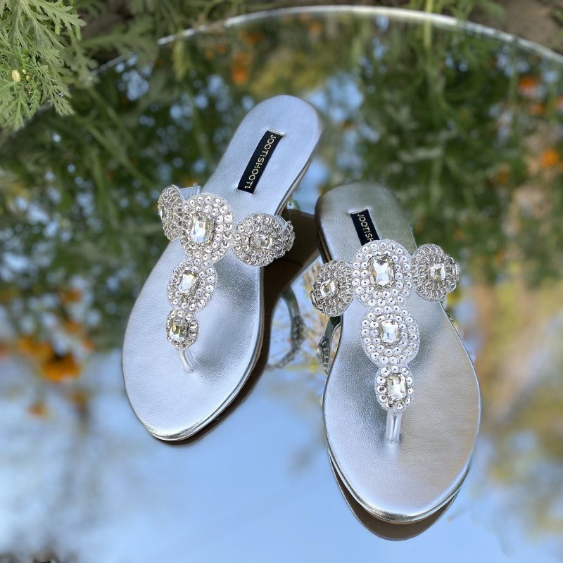 Selena Silver Slides by House of Maryam - House of Maryam