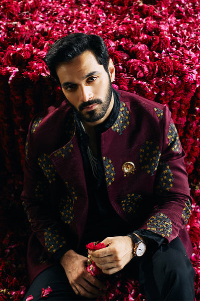 Republic By Omar Farooq | Bandhgala Suit | "Afraz" Bandhgala Jacket -  Republic by Omar Farooq Bandhgala Suit - Original Designer Dress - House of Maryam