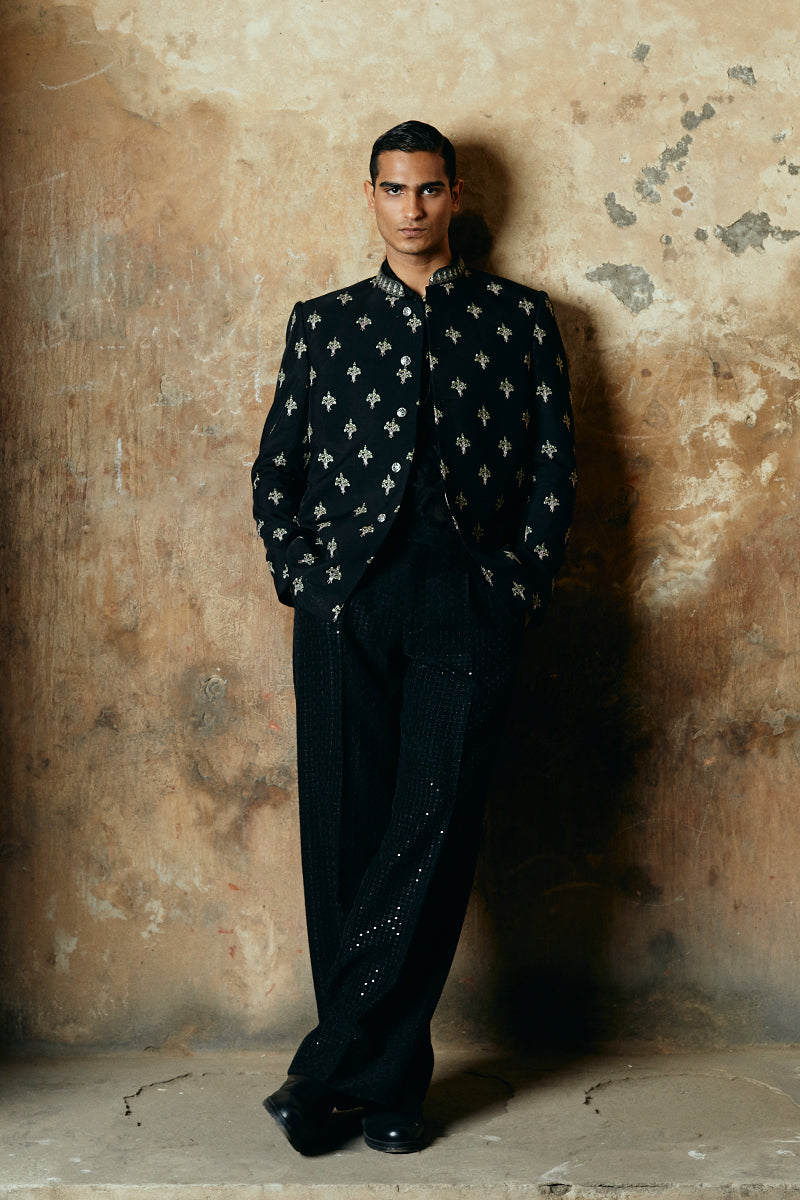 Republic By Omar Farooq | Bandhgala Suit | "Nadeem" Bandhgala Jacket -  Republic by Omar Farooq Bandhgala Suit - Original Designer Dress - House of Maryam