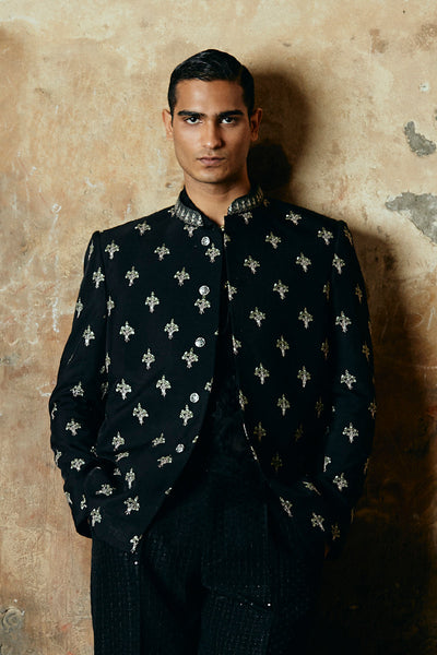 Republic By Omar Farooq | Bandhgala Suit | "Nadeem" Bandhgala Jacket -  Republic by Omar Farooq Bandhgala Suit - Original Designer Dress - House of Maryam