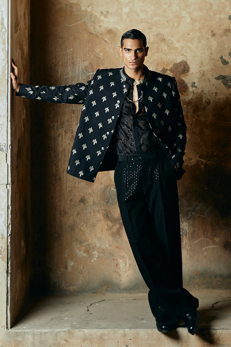 Republic By Omar Farooq | Bandhgala Suit | "Nadeem" Bandhgala Jacket -  Republic by Omar Farooq Bandhgala Suit - Original Designer Dress - House of Maryam