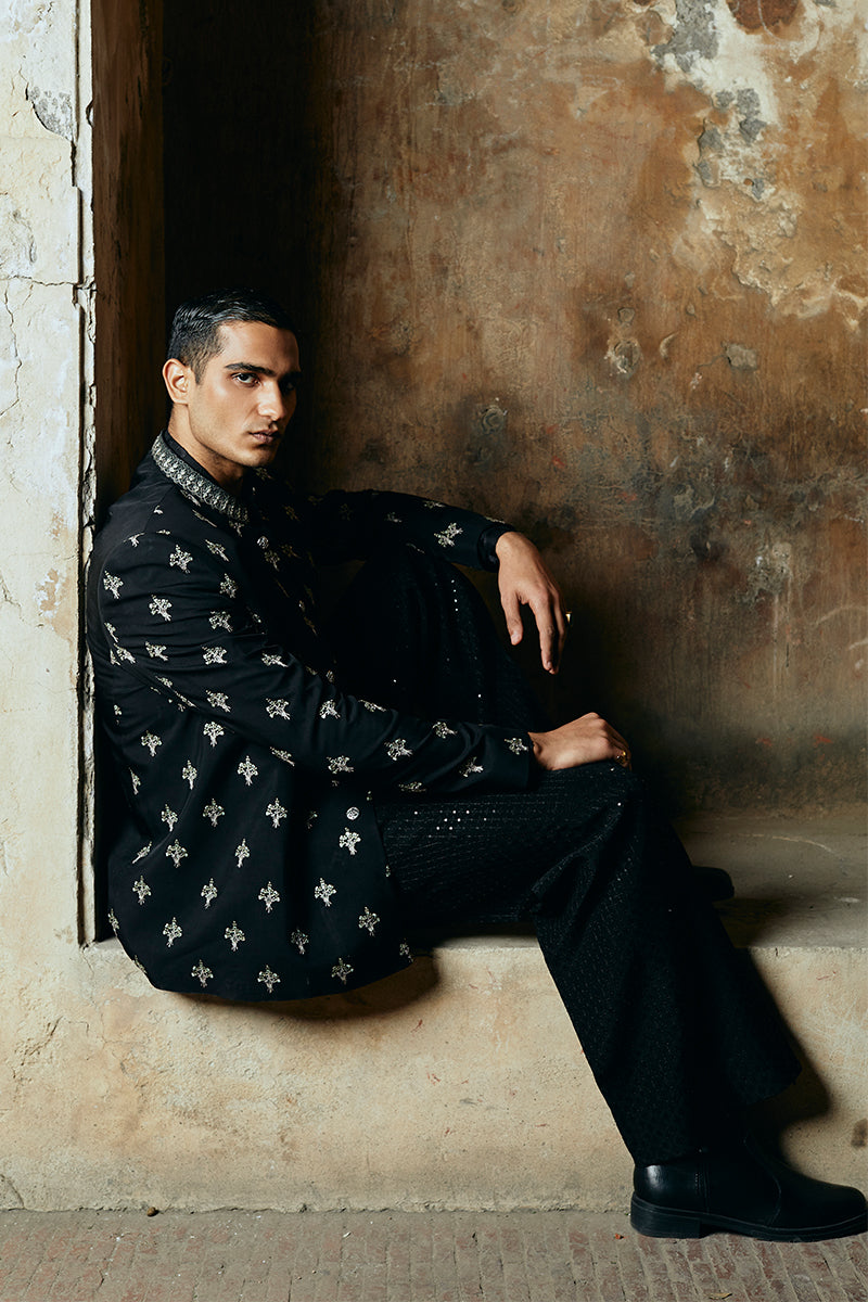 Republic By Omar Farooq | Bandhgala Suit | "Nadeem" Bandhgala Jacket -  Republic by Omar Farooq Bandhgala Suit - Original Designer Dress - House of Maryam