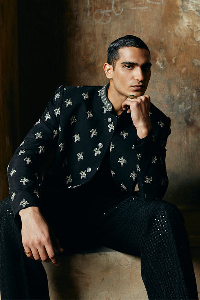 Republic By Omar Farooq | Bandhgala Suit | "Nadeem" Bandhgala Jacket -  Republic by Omar Farooq Bandhgala Suit - Original Designer Dress - House of Maryam