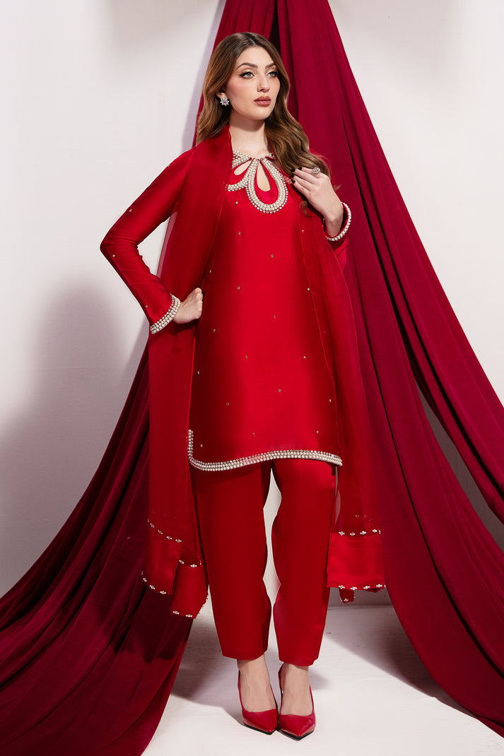 Raja Salahuddin | House of Mina | Crimson -  Raja Salahuddin Ladies Clothes - Original Designer Dress - House of Maryam