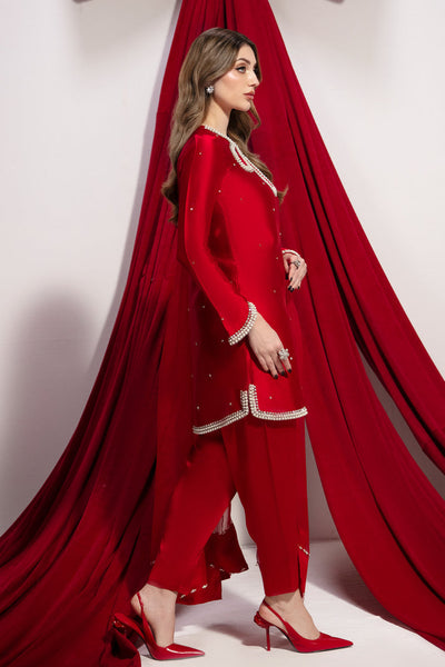 Raja Salahuddin | House of Mina | Crimson -  Raja Salahuddin Ladies Clothes - Original Designer Dress - House of Maryam