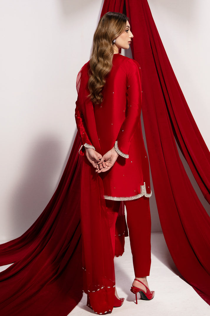 Raja Salahuddin | House of Mina | Crimson -  Raja Salahuddin Ladies Clothes - Original Designer Dress - House of Maryam