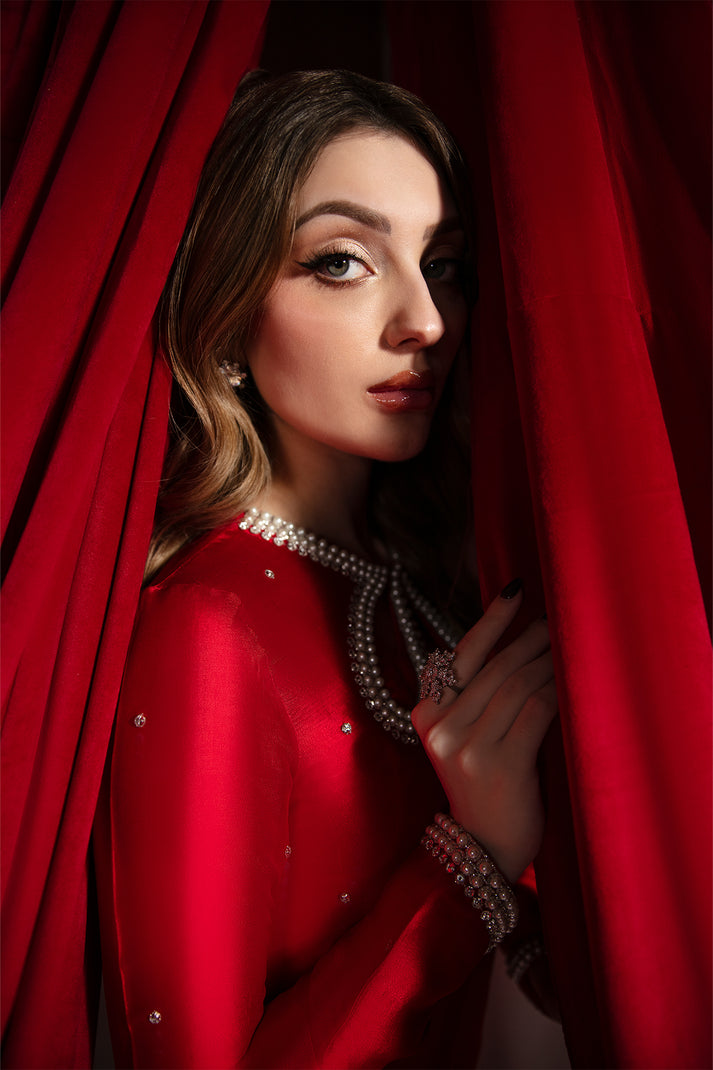 Raja Salahuddin | House of Mina | Crimson -  Raja Salahuddin Ladies Clothes - Original Designer Dress - House of Maryam