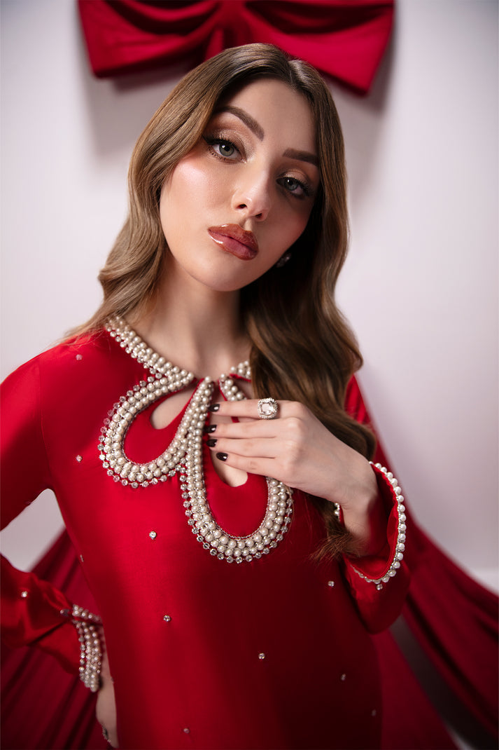 Raja Salahuddin | House of Mina | Crimson -  Raja Salahuddin Ladies Clothes - Original Designer Dress - House of Maryam