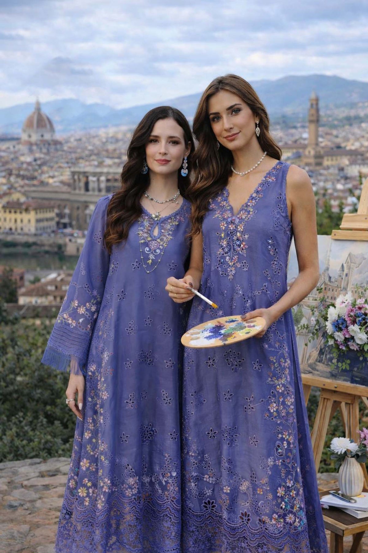 Noor by Saadia Asad | Luxury Eid Schiffli Laserkari 26 | D9 -Tropical indigo-3
