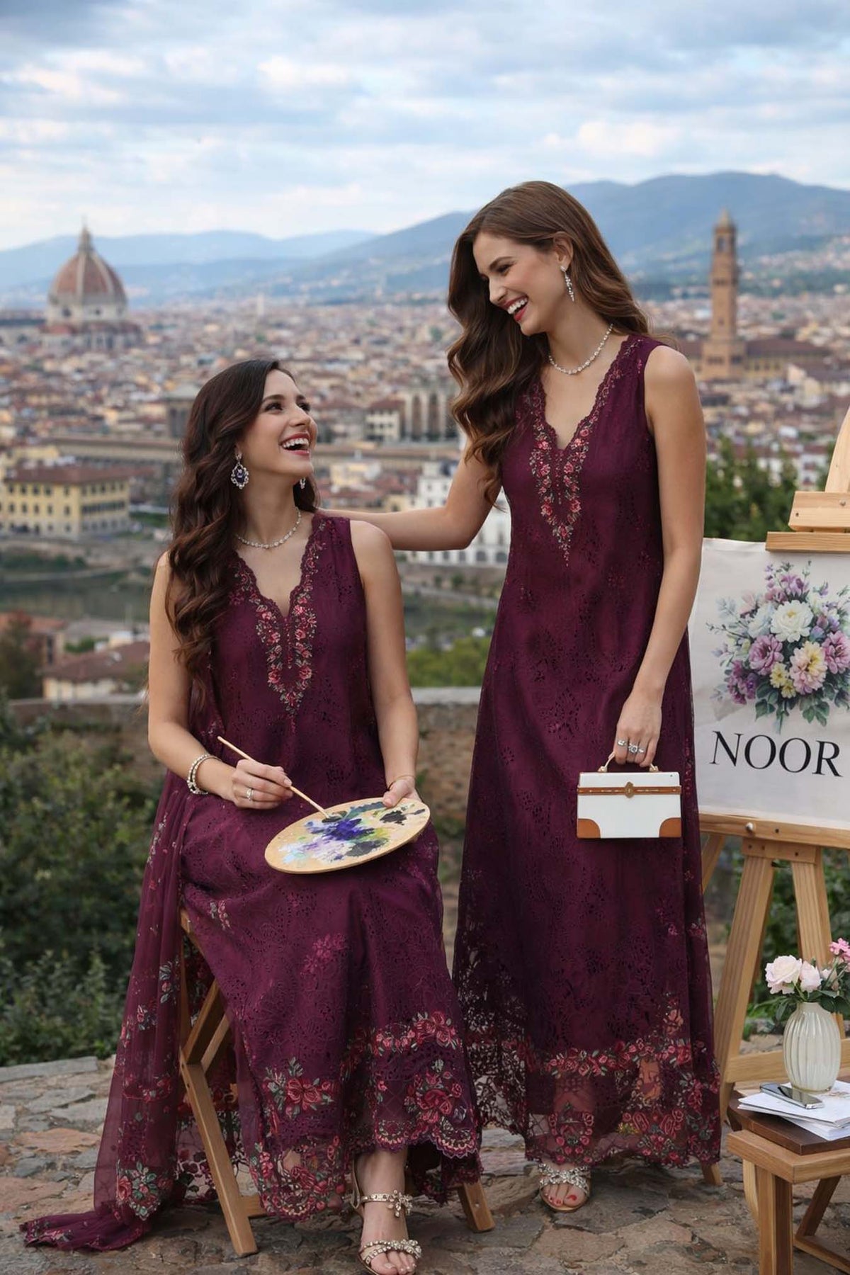 Noor by Saadia Asad | Luxury Eid Schiffli Laserkari 26 | D10 -Plum Royal-7