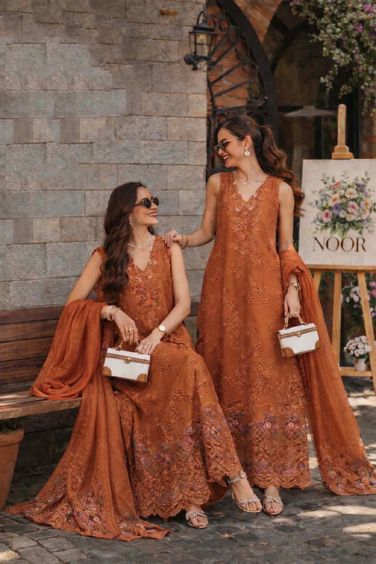 Noor by Saadia Asad | Luxury Eid Schiffli Laserkari 26 | D6 -Amber Rustique-6