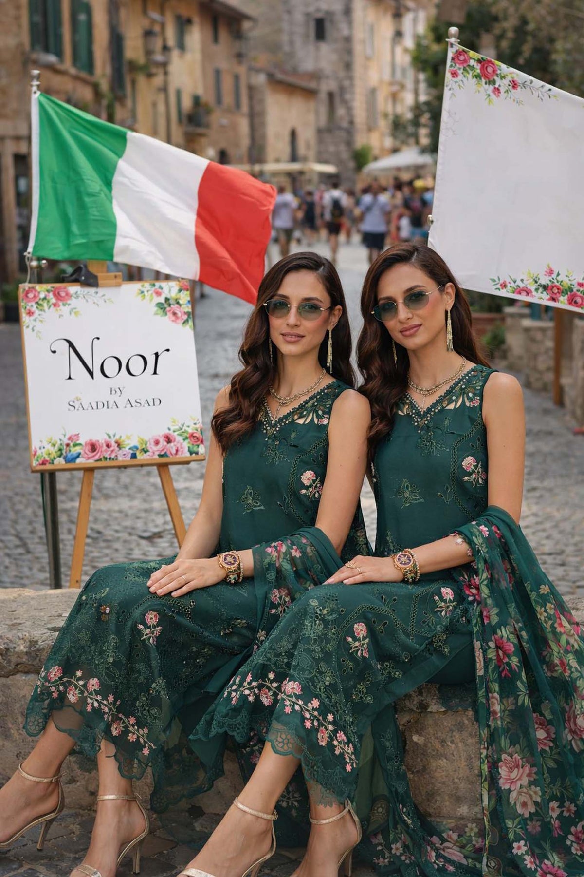Noor by Saadia Asad | Luxury Eid Schiffli Laserkari 26 | D11 - Emerald Jewel-7