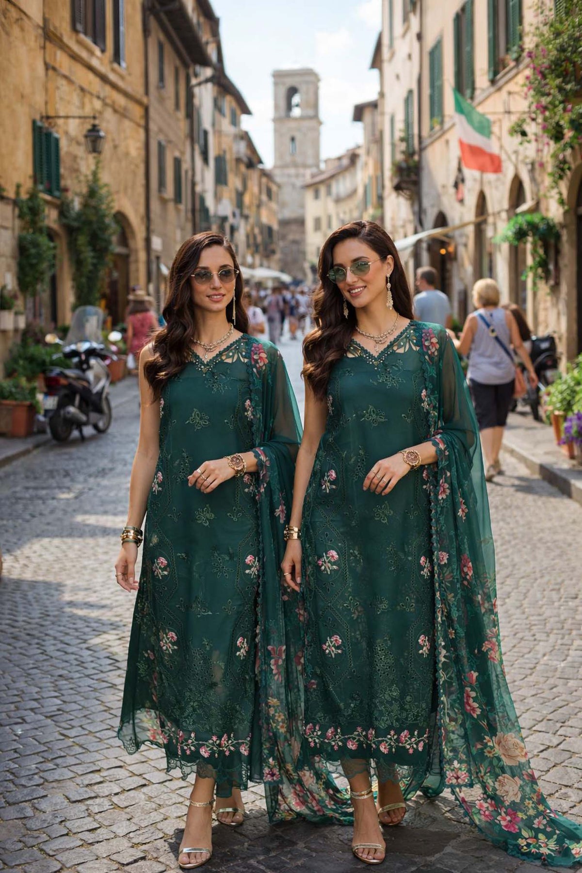 Noor by Saadia Asad | Luxury Eid Schiffli Laserkari 26 | D11 - Emerald Jewel-5