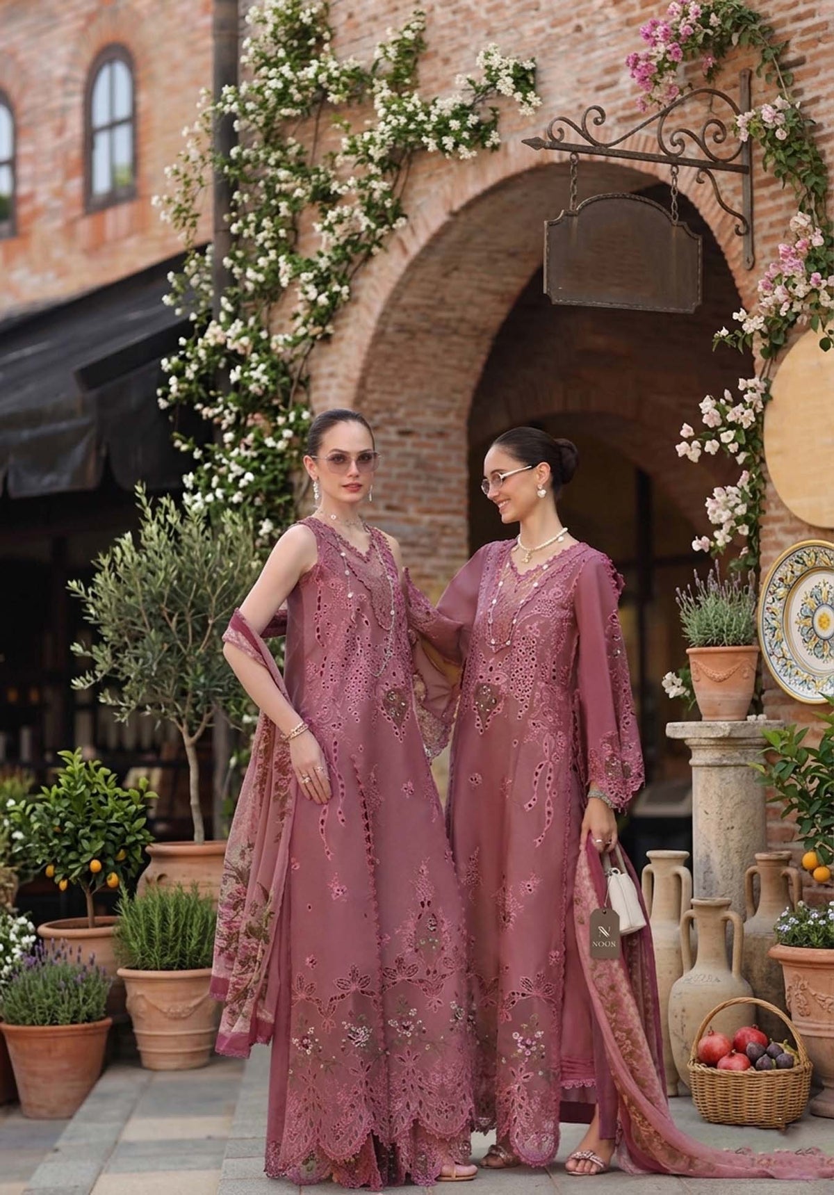 Noor by Saadia Asad | Luxury Eid Schiffli Laserkari 26 | D1 -Rosé Allure-2