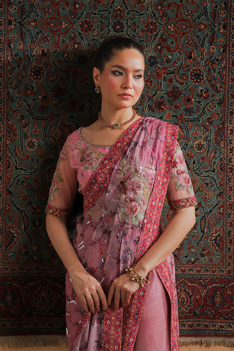 Shamaeel Ansari | Majestic Legacy | Rosewood Zari Fusion Saree-3